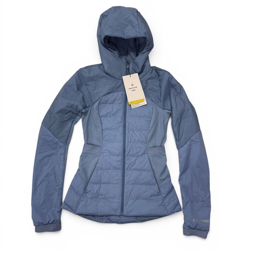 Lululemon Down for It All Jacket Womens 2 NWT Blue Willow Puffer Running Coat
